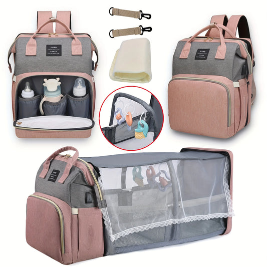 MOMS MOTION™ Diaper Bag Backpack, Baby Diaper Bags, Baby Shower Gifts, with Portable Diaper Pad